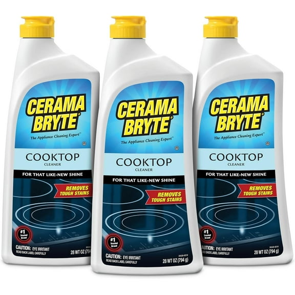 Cerama Bryte Removes Tough Stains Cooktop and Stove Top Cleaner for Glass - Ceramic Surfaces, 28 Ounces, 3 Pack