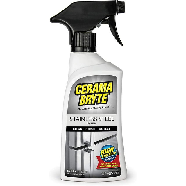 Cerama Bryte Stainless Steel Polish Spray, 16 Ounce, Streak-Free Shine, Clean and Protect, High Strength Formula
