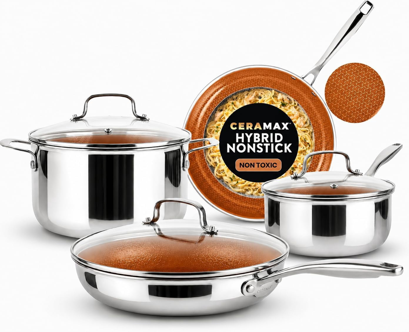 Ceramax 12 Pc Stainless Steel Pots and Pans Set Non Stick with New ...