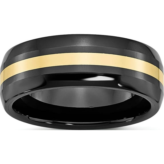 Ceramic/14K Ceramic Black With 14K Inlay 8mm Polished Band (Size 8.5) Made In China cer35-8.5