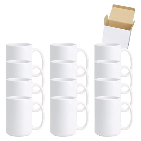 Ceramic 15oz Sublimation Coffee Mug (White, 12)