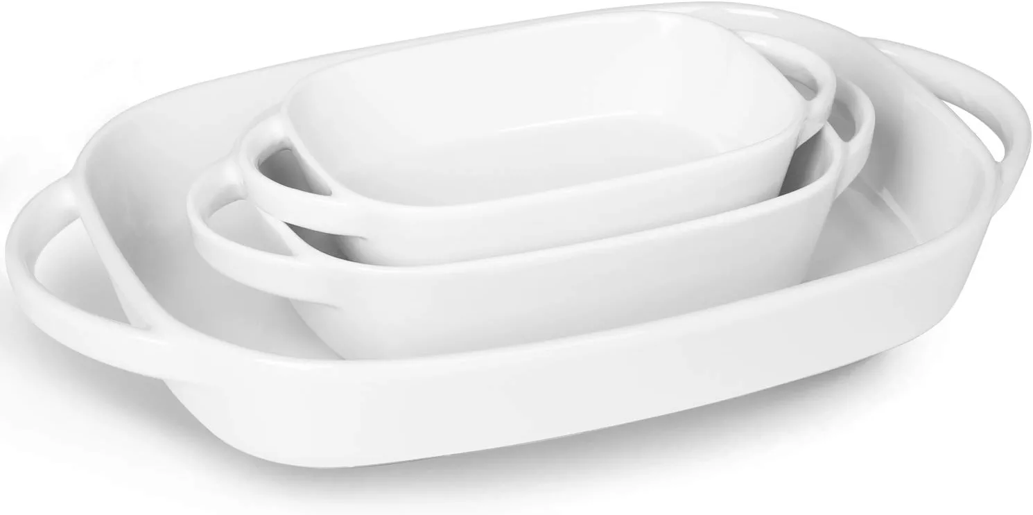 Ceramic Baking Dishes for Oven - Set of 3 (15.6''/12.2''/8.9'')