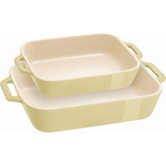 Ceramic 2-pc Rectangular Baking Dish Set - Macaron Pastel Green