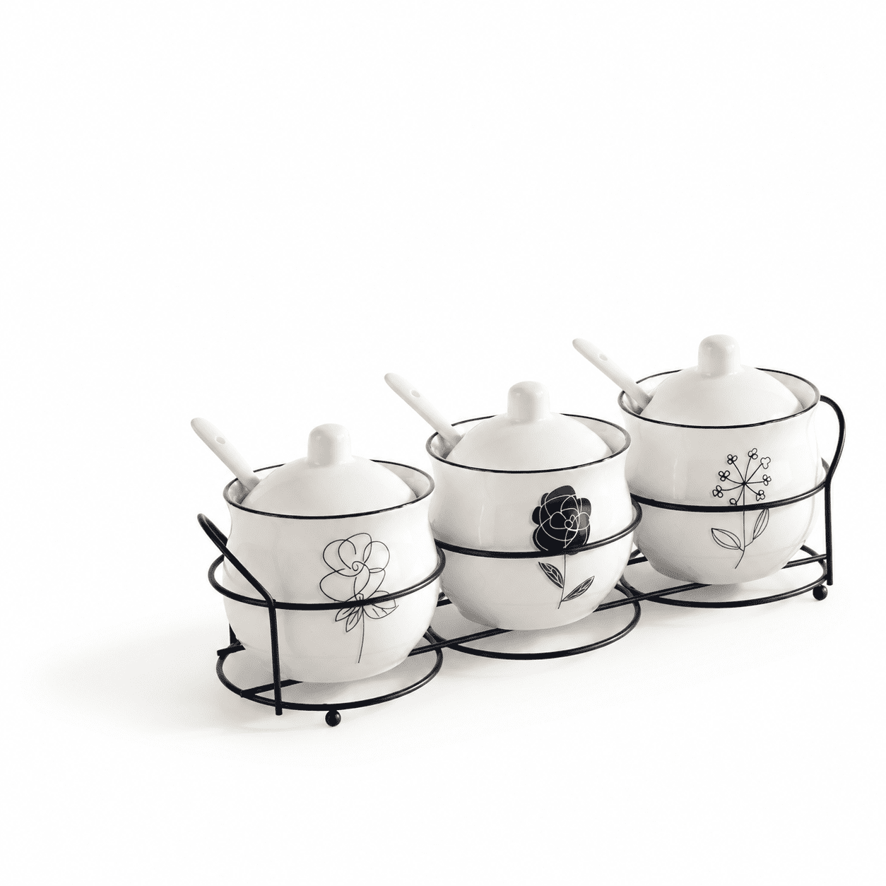 Ceramic 230ml Condiment Jar Set with Lids and Spoons, 3 Piece - Walmart.com