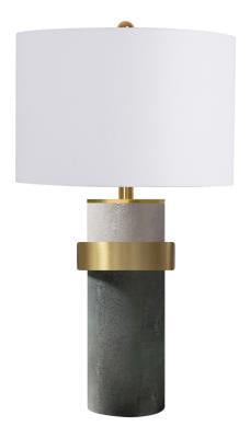 Cooper Ridge Ceramic 26" Table Lamp with Linen Shade, Light Grey Concrete-like
