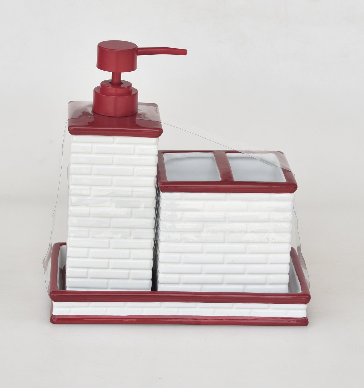 Ceramic 3 Pc Holiday Bath Accessory Organizer