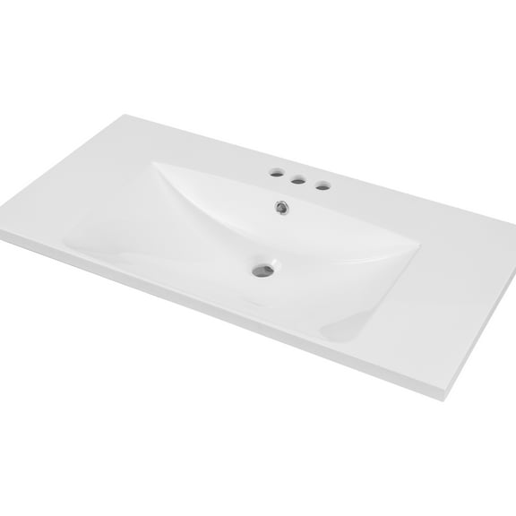 Ceramic 36" Bathroom Vanity Top, White, Undermount Sink Type Countertop, Ceramic, White Basin, Faucet Installation Ready