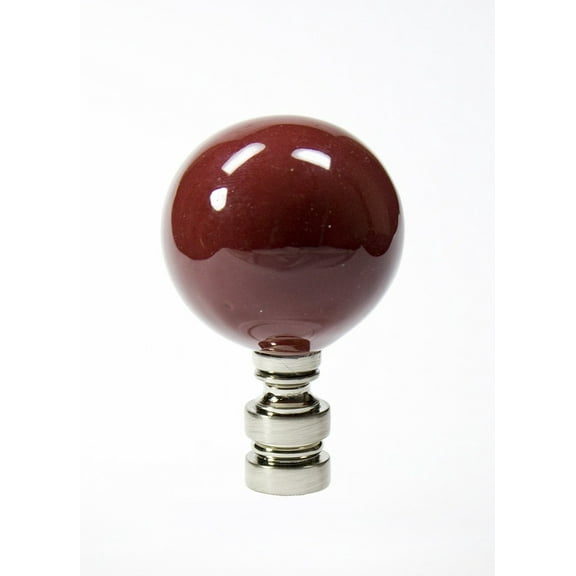 Ceramic  40mm Burgundy Ball Nickel Base Finial 2.25"h