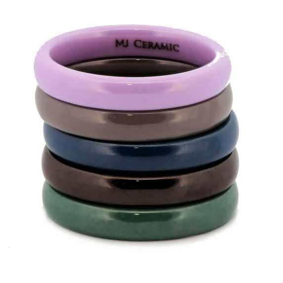 Ceramic 4mm Purple lavendar Wedding Band Classic High Polished Ring Comfort Fit Men Women