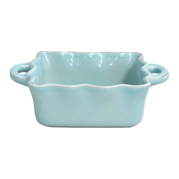 Ceramic 7" Square Ruffled Baker - Cook & Host Collection, Robin's Egg Blue | Oven & Dishwasher Safe Bakeware | Food Safe Glazing | Restaurant Quality Dinnerware