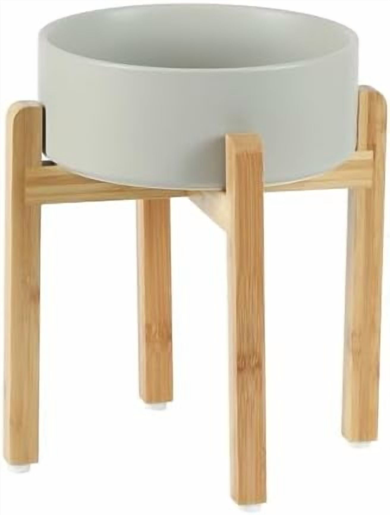Ceramic 8.2inch Raised Dog Bowl Set, Elevated Feeder with Stand, Food and Water Bowl for Large Breed Dogs, Weighted Pet Dish(60oz, Grey)