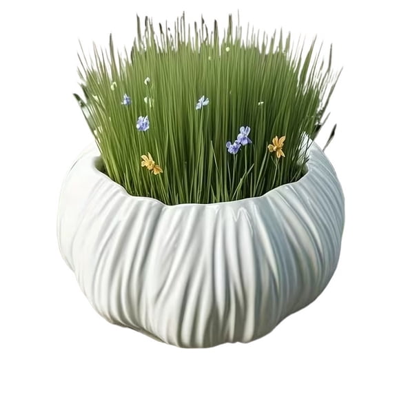 Ceramic Acorn Planter Pot for Desktop - Nordic Style Succulent Container with Drainage Hole for Tulip, Pothos, Cactus, Small Flower Vessel for Home Office Decor