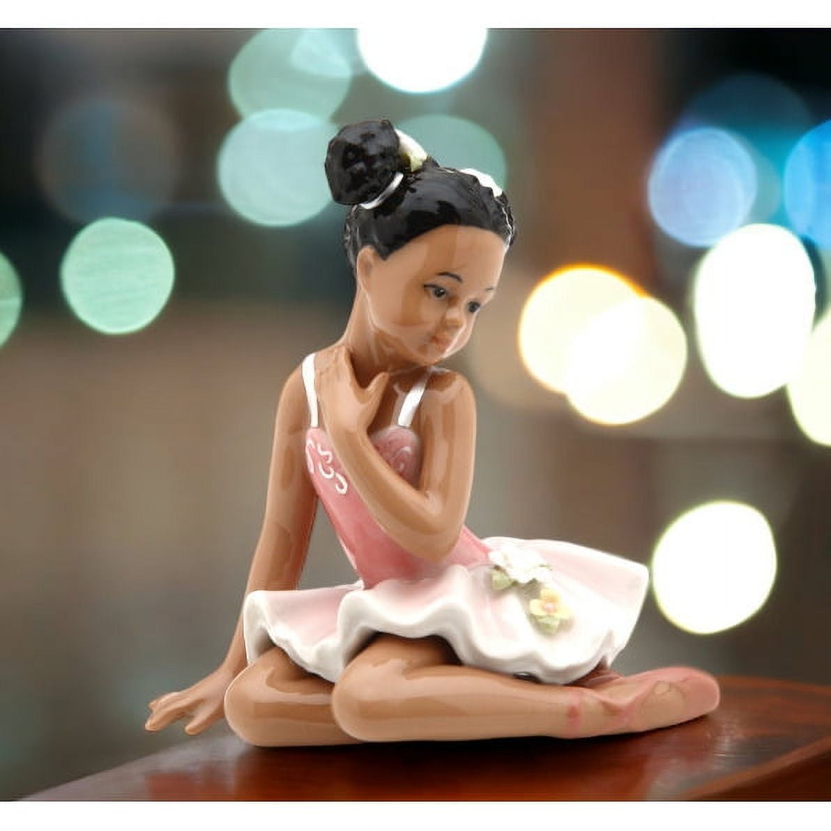 Porcelain Ballerina Girl in Pink Dress Figurine