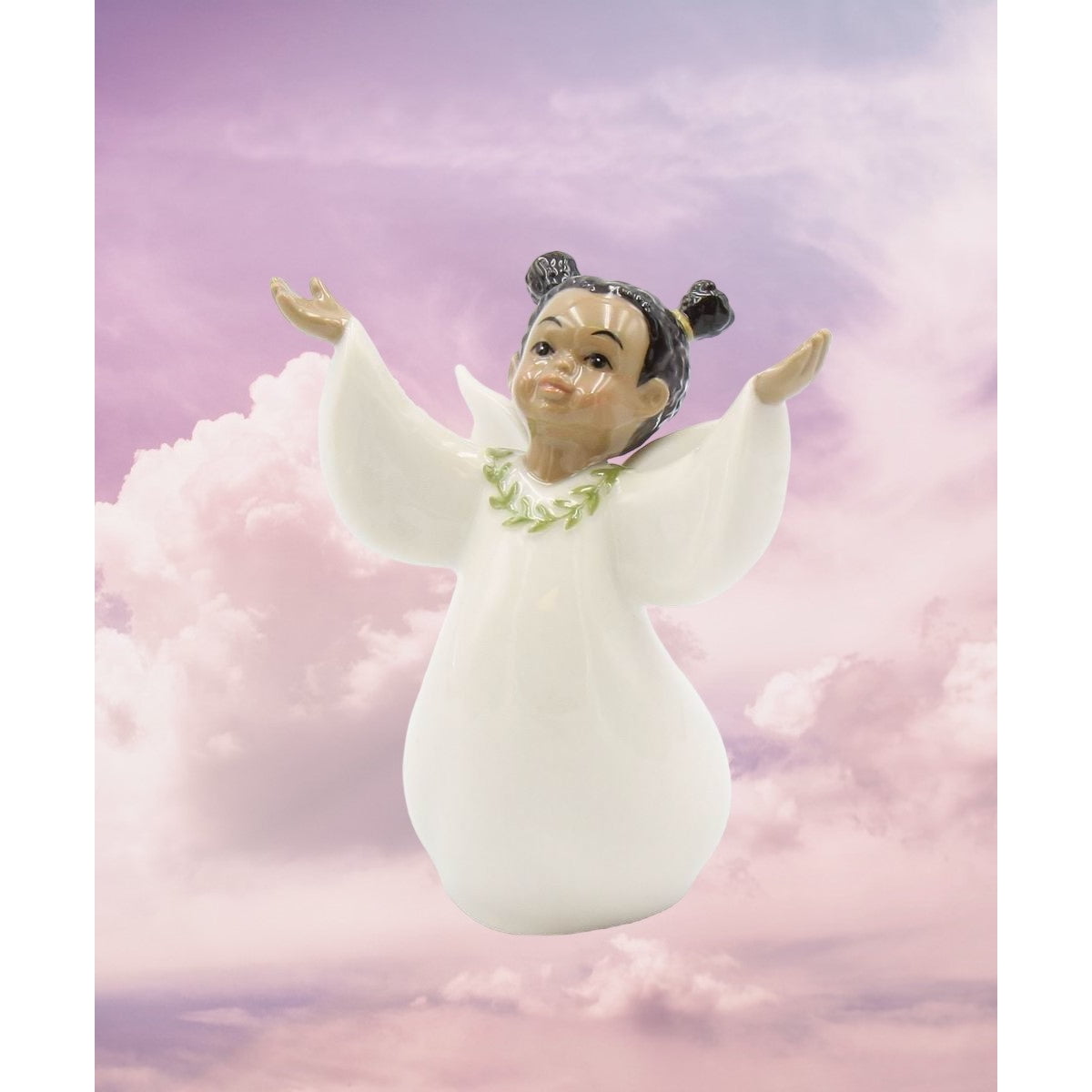 Ceramic White Guardian Angel Figurine, 3.25" x 1.88" x 3.63"