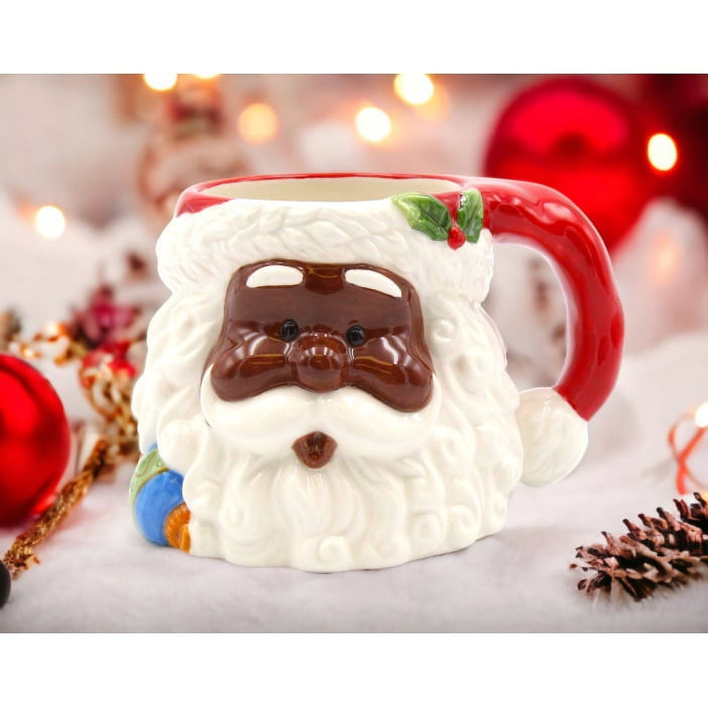 Festive Ceramic African American Santa Claus Mug