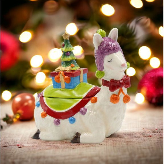 Ceramic Alpaca Llama Candy Box 7.875 x 4.25 x 7.25 Inch Gift