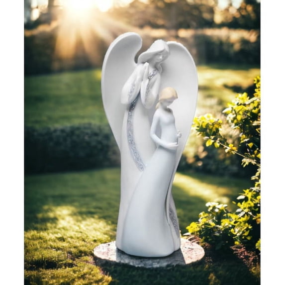 Ceramic Angel Figurine Pregnant Mother 9.5" Religious Gift Baby