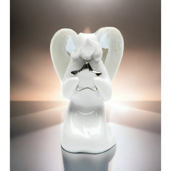 Ceramic Angel Holding Star Figurine Home Decor Religious Decor Religious Gift Church Decor,