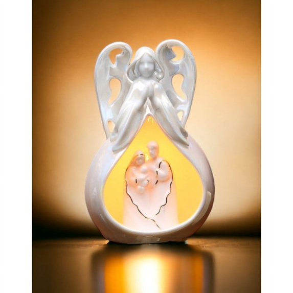 Ceramic Angel Holy Family Night Light 3 1/4" Home Gift