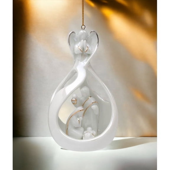 Ceramic Angel Ornament Holy Family Nativity 4.5 inch Gift