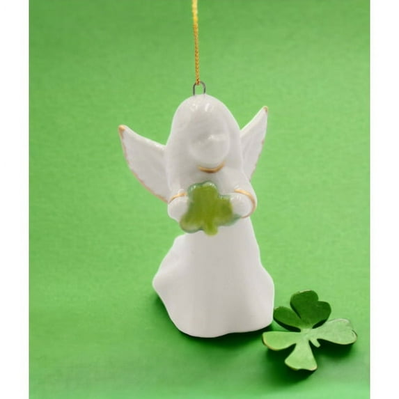 Ceramic Angel Shamrock Ornament 2x2x3.25 Mom