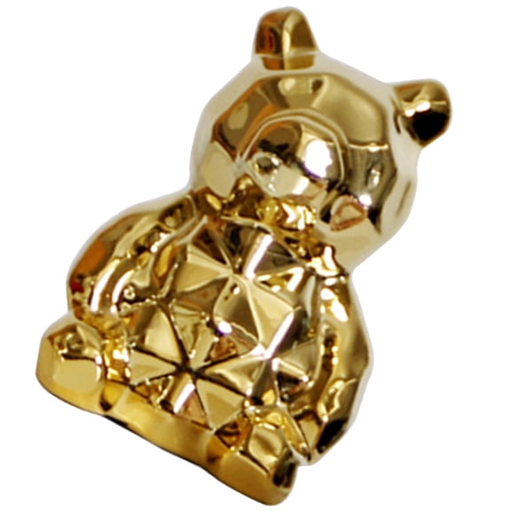 FUEENIRVA Ceramics Decoration Tabletop Animal Decor Ceramic Bear Golden 1Pack