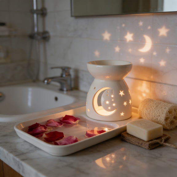 Ceramic Aroma Burner White Ceramic Tea Light Candle Holder for Essential Oils Wax Melts Incense Aroma Diffuser Rkxzt