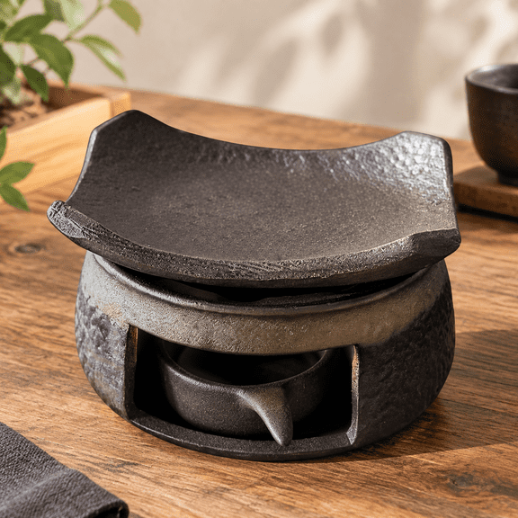 Ceramic Aromatherapy Burner, Essential Oil Diffuser Stove, Tea Light Candle Holder Warmer, Herb Incense Burner Plate Set, Zen Style Fragrance Diffuser for Home Office Meditation Relaxation