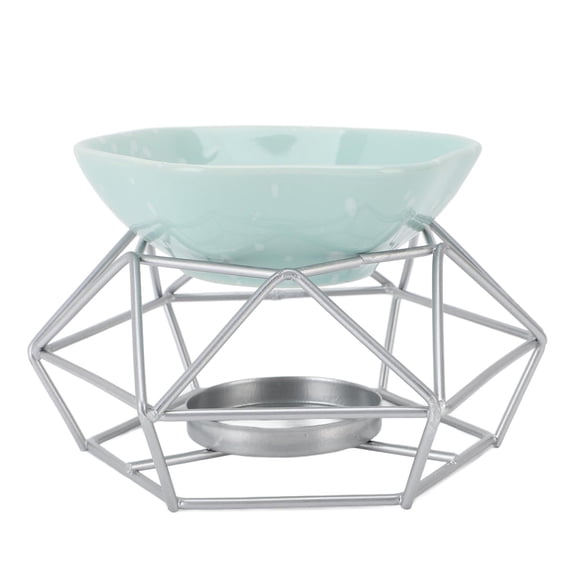 Ceramic Aromatherapy Burner Metal Candle Holder, Iron Geometric Essential Oil Diffuser (5.9 x 5.5 x 3.5 inches / 15.0 x 14.0 x 9.0 cm)