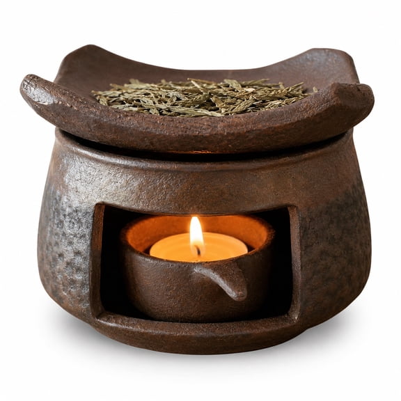Ceramic Aromatherapy Diffuser with Tealight Candle Warmer, Multi-Function Essential Oil Burner for Wax Melts Herbs Incense, Zen Home Fragrance Accessories for Meditation Yoga Office Decor