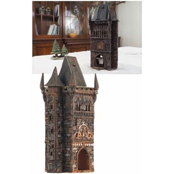 Ceramic Art Tealight Candle Holder Room Decoration Handcrafted Collectible Miniature Light House Old Bridge Tower in Prague, Czech Republic B313N$$Home Decor, Kitchen, & Other