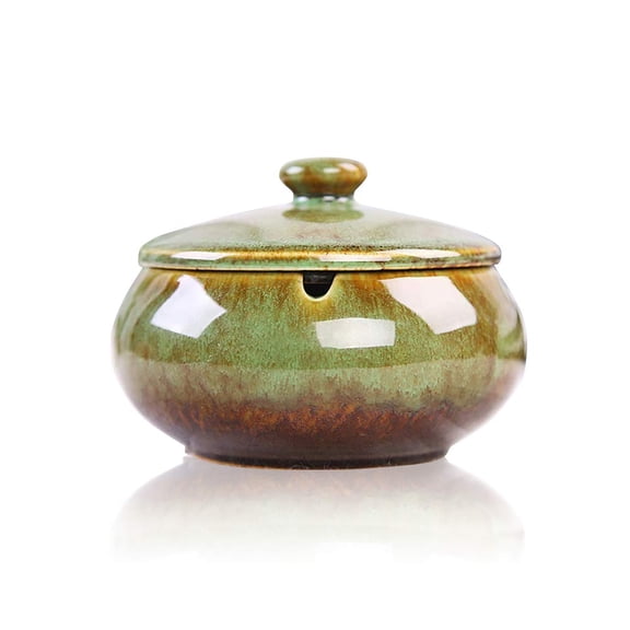 Ceramic Ashtray with Lid, Windproof, Suitable for Indoor and Outdoor Use, Smoker's Ashtray
