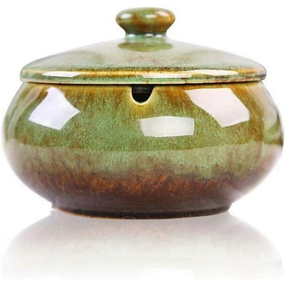 Ceramic Ashtray with Lid, Windproof, Suitable for Indoor or Outdoor Use