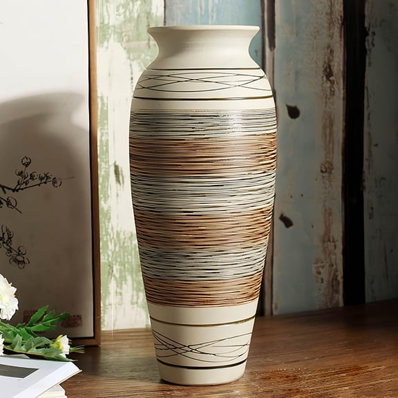 Ceramic B Rustic Farmhouse Vase 12.6" Large Home Decor Centerpiece