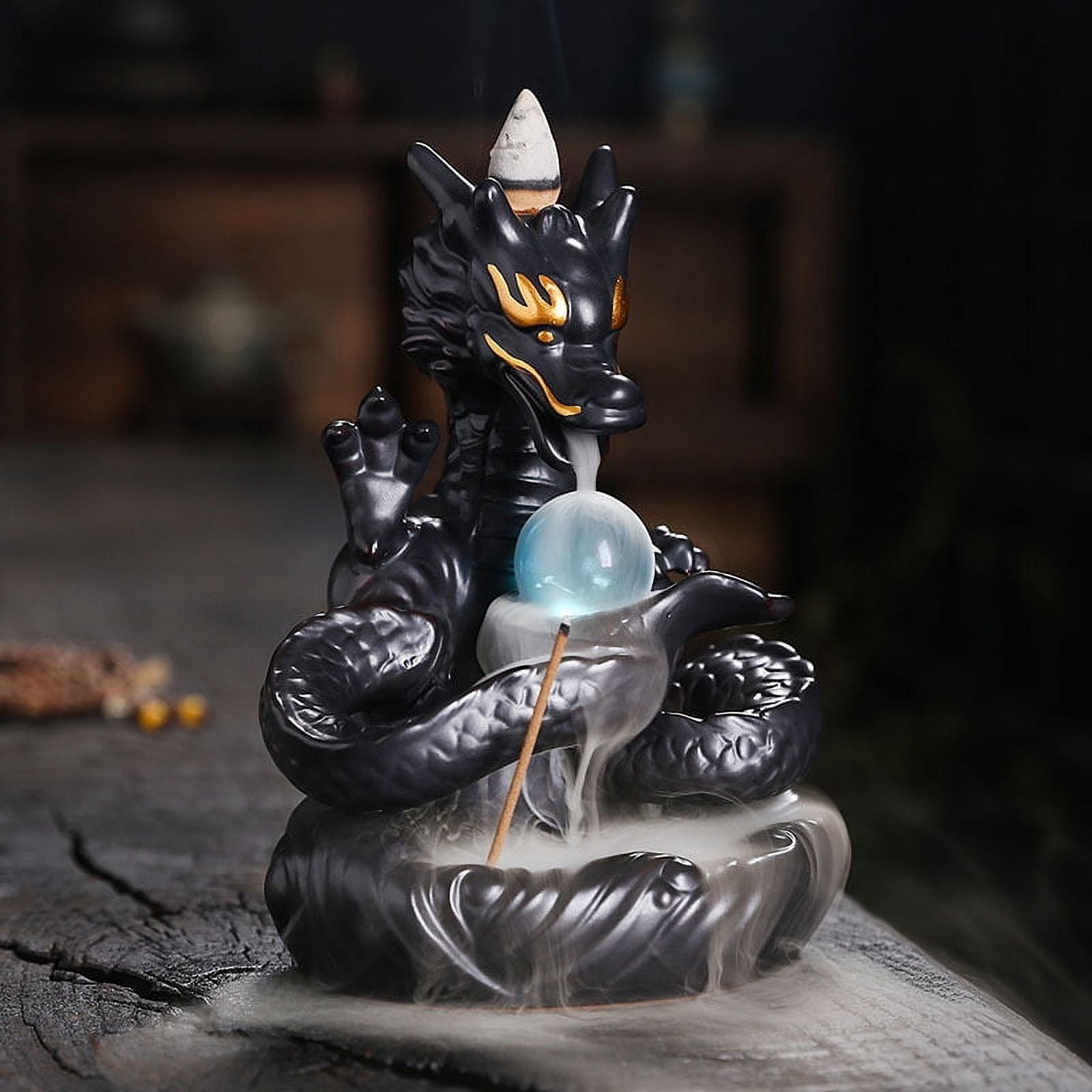 Ceramic Backflow Incense Burner Creative Chinese Dragon Smoke Waterfall Reflow Incense Holder Handicraft Home Decorations