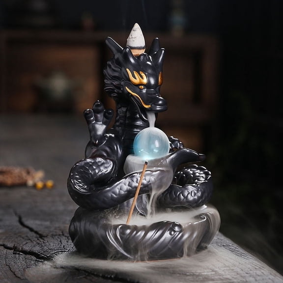 Ceramic Backflow Incense Burner Creative Chinese Dragon Smoke Waterfall Reflow Incense Holder Handicraft Home Decorations