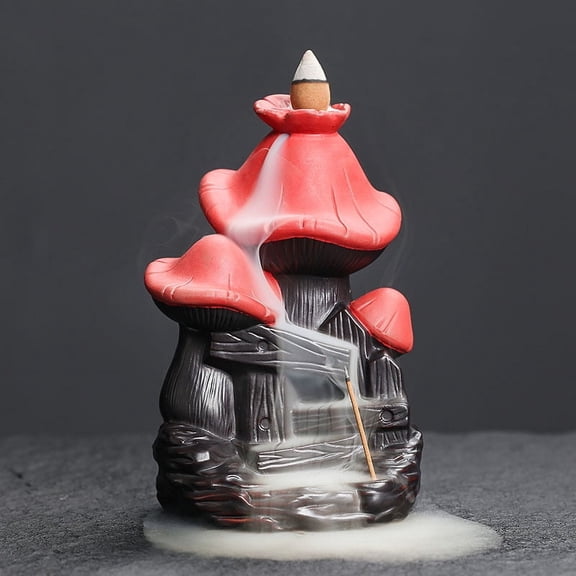Ceramic Backflow Incense Burner Viewing Waterfalls Creative Mushroom Smoke Aromatherapy Stand Craft Gift for Home Decoration