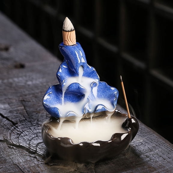 Ceramic Backflow Incense Burner Waterfall Smoke Creative Lotus Incense Holder Aroma Censer Burner Home Decoration Crafts