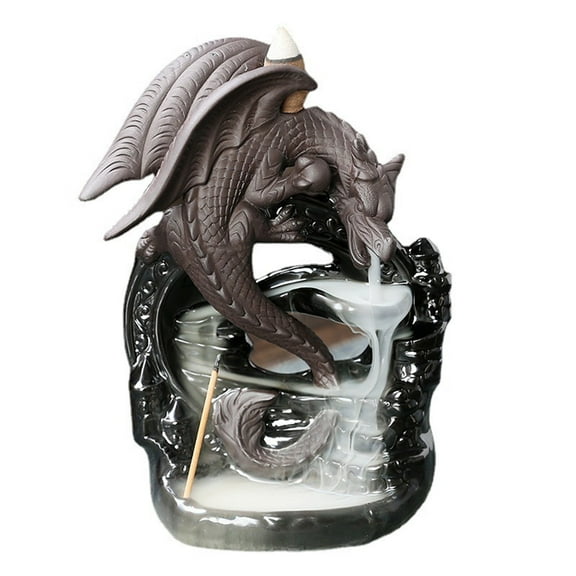 Ceramic Backflow Incense Holder, Dragon Backflow Incense Burner for Aromatherapy Ornament Home Decor