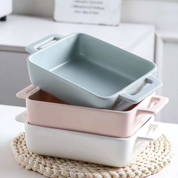 STRANDCHIC Pink Ceramic Bake Bowl Oven Safe Small Baking Tray Home Use 1Set
