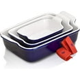 thumbnail image 1 of Ceramic Bakeware Set, Casserole Baking Dish Ceramic 3 Piece Rectangular Dark Blue, 1 of 9