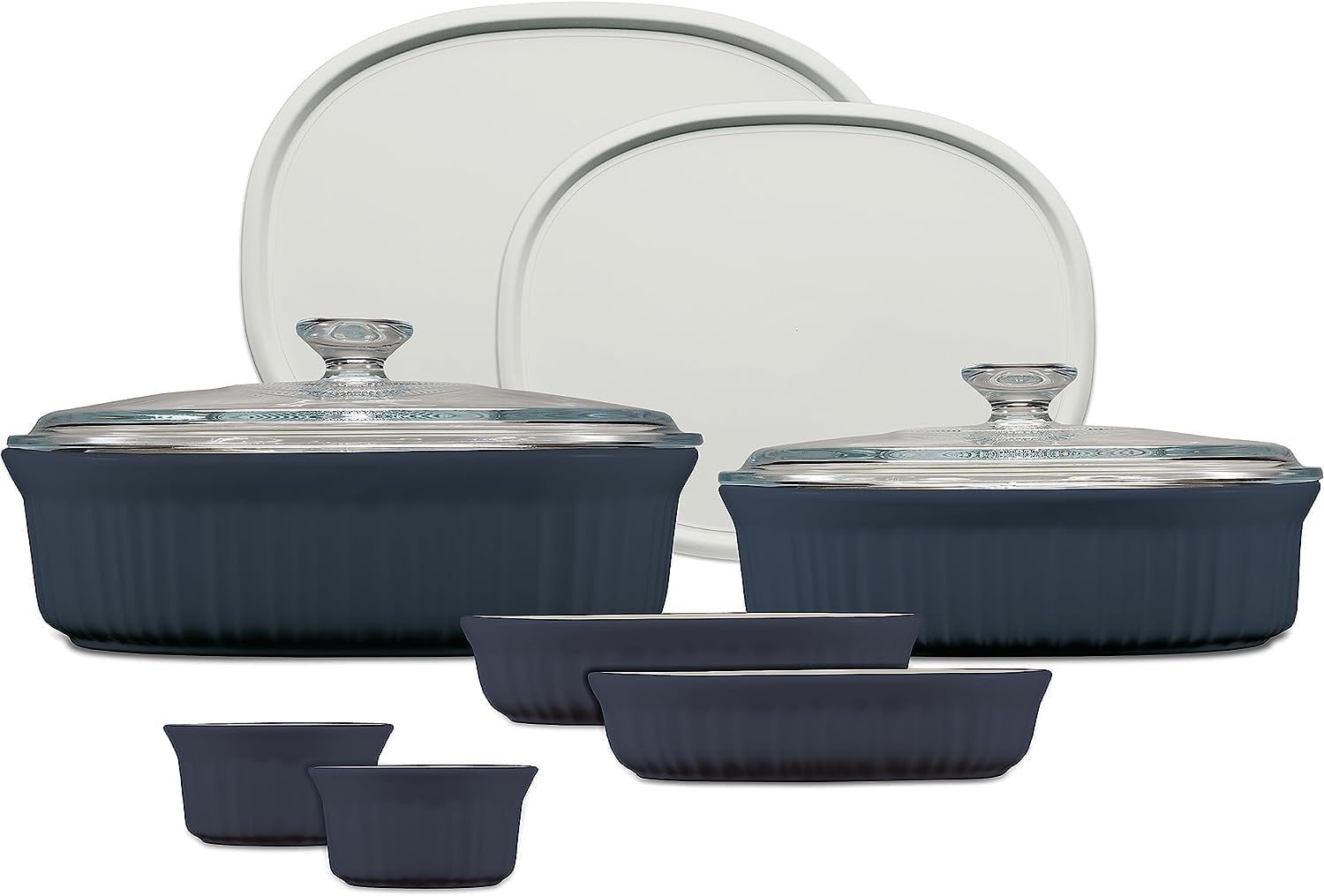 French Navy 10-Piece Ceramic Bakeware Set with Lids