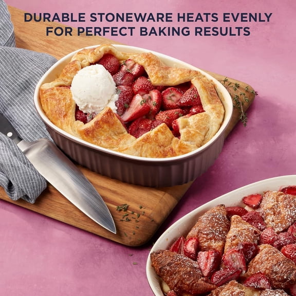 Ceramic Bakeware Set with Lids Chip and Crack Resistant Stoneware Baking Dish, Microwave, Dishwasher, Oven, Freezer and Fridge Safe, 6-Piece French Cabernet