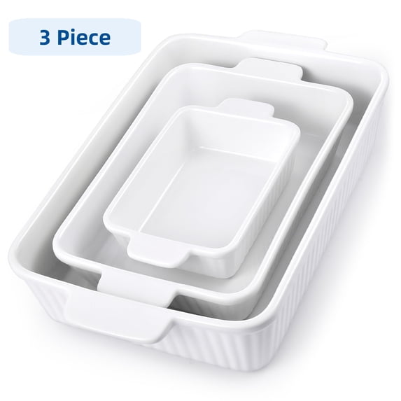 Ceramic Bakeware Set,Porcelain Baking Dishes for Oven,Rectangular Lasagna Pans for Cooking, Kitchen, Cake Dinner,White