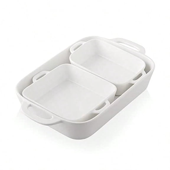Ceramic Bakeware Set Rectangular Baking Dish for Cooking Kitchen Cake Dinner Banquet and Daily Use Casserole Dishes for Oven Porcelain Baking Pans White