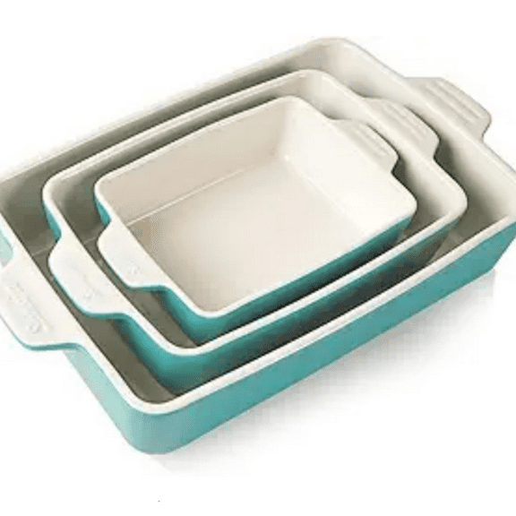Ceramic Bakeware Set, Rectangular Baking Dish for Oven Lasagna Pans for Cooking, Kitchen, Cake Dinner, Banquet and Daily Use, 11.8 x 7.8 x 2.76 Inches of Casserole Dishes (Turquoise)