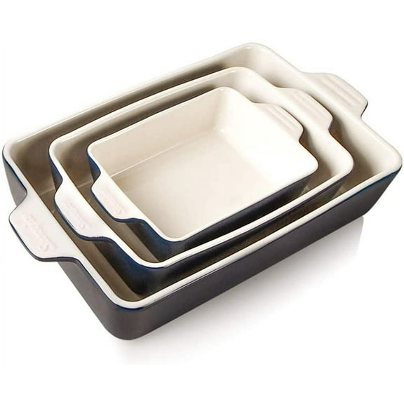 Ceramic Bakeware Set, Rectangular Baking Dish for Oven Lasagna Pans for Cooking, Kitchen, Cake Dinner, Banquet and Daily Use, 11.8 x 7.8 x 2.76 Inches of Casserole Dishes (Navy)