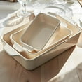 thumbnail image 1 of Ceramic Bakeware Set, Rectangular Baking Dishes, Oven, Microwave & Dishwasher Safe, Set of 3 (Cream), 1 of 6