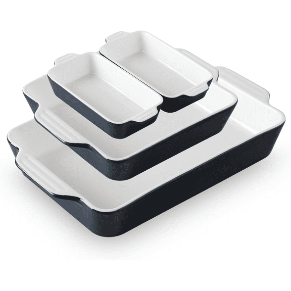Ceramic Bakeware Set of 4, Casserole Dishes for Oven, Rectangular Baking Dish