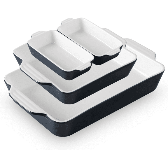 Ceramic Bakeware Set of 4, Casserole Dishes for Oven, Rectangular Baking Dish